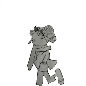 Andy Capp Cartoon Drawing: Hand Drawn on Ruler  Paper, Whited out Background