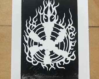 Stampa su linoleum del mandala di Prahba