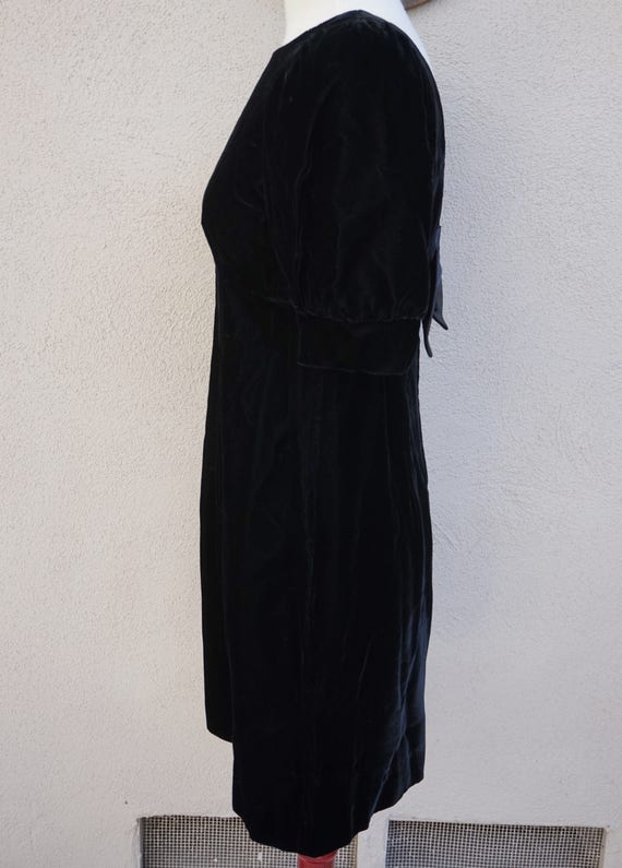 1980s Lanz Dress, 80s Black Dress, Black Velvet D… - image 3