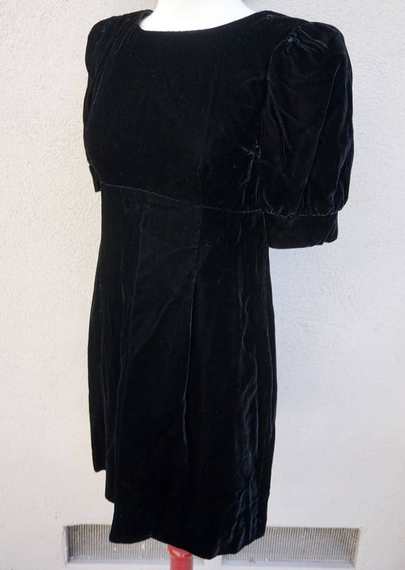 1980s Lanz Dress, 80s Black Dress, Black Velvet D… - image 2