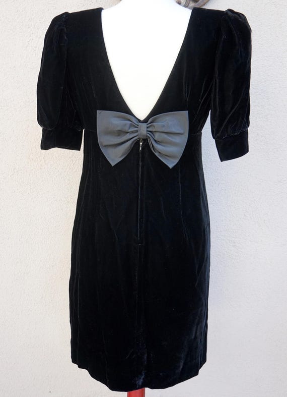 1980s Lanz Dress, 80s Black Dress, Black Velvet D… - image 4