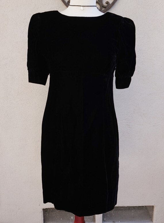 1980s Lanz Dress, 80s Black Dress, Black Velvet D… - image 5