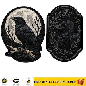 Naszywka z haftem Black Crow, naszywka z gotycką kruczycą, wzór czarnego ptaka, kurtka, plecak, czapka i ozdoba odzieży. Rozmiar 5 cali
