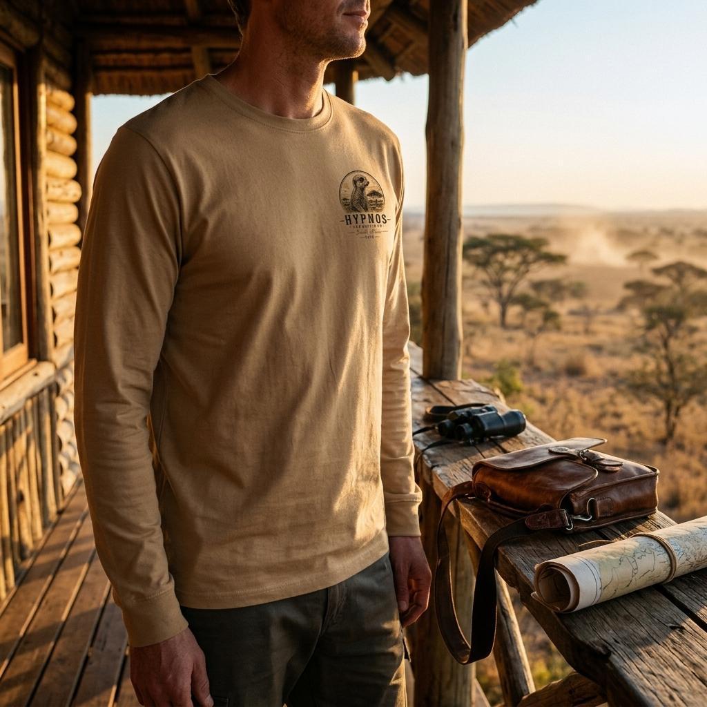 South Africa 2026 Expedition Langarmshirt aus Bio-Baumwolle mit Erdmännchen-Motiv