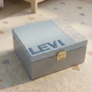 Personalized Wooden Baby Keepsake Box - Custom Name Memory Box for Nursery - First Birthday Gift - Jewelry Box - 4 compartments