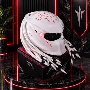 Custom Predator Motorcycle Helmet White