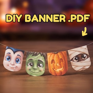 Bastelanleitung für eine 3D-Halloween-Girlande für Kinder (PDF), einfache Partymonster aus Papier, tolle Familienaktivität, digitaler Download