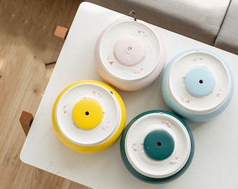 Automatic Ceramic Cat Drinking Fountain, Quiet Pet Water Dispenser, Cat Water Bowl with Filter, Modern Home Decor Pet Accessory