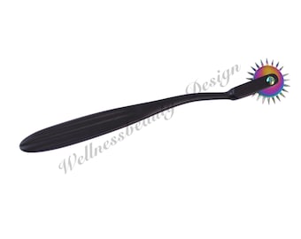 Ruota a testa singola Wartenberg nera opaca con ruota arcobaleno / Ruota per test dei nervi per terapisti