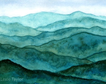 Blue Ridge Mountains Watercolor Giclee Print