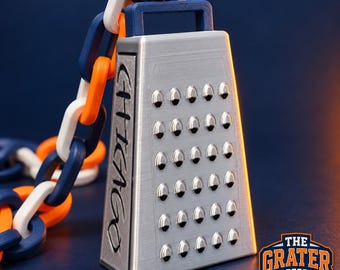 Chaîne Chicago Shreds en forme de râpe à fromage, collier pour fan de football américain, accessoire idéal pour les jours de match, cadeau imprimé en 3D
