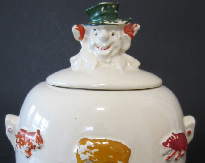 Mccoy ANIMAL CRACKERS Cookie Jar 1960's Ceramic Cookie Jar Clown on the