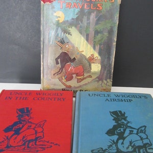 UNCLE WIGGILY&#39;S Vintage Books * Howard Garis** Colorful Dust Jacket*  1930&#39;s * Platt and Munk* Good Condition**You are Buying 3 Books