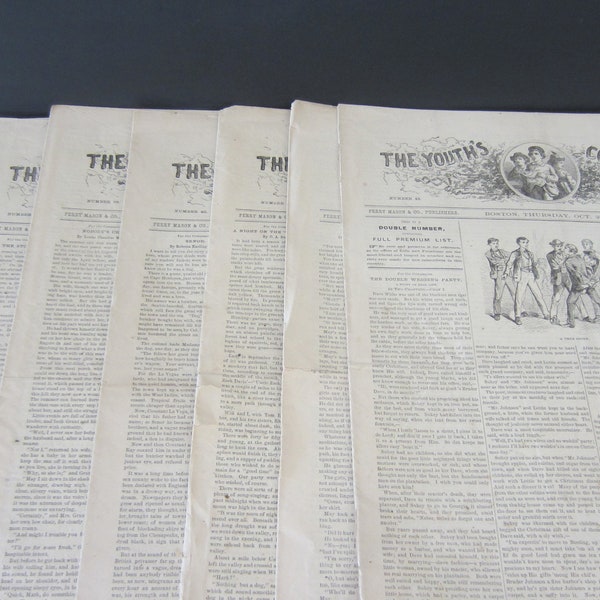 1871 The YOUTH'S COMPANION Vintage Newspapers * Advertisements  *8 Papers* Boston *Children Stories, Puzzles, Articles for the Family