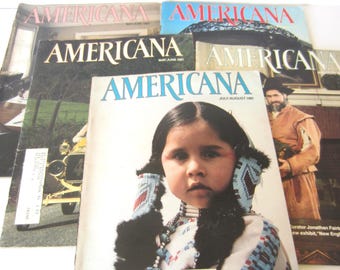 AMERICANA MAGAZINE** 5 Issues From 1980's** Wonderful Condition** American History** Antiques** Advertisements** Model T Car** Muzzleloader*