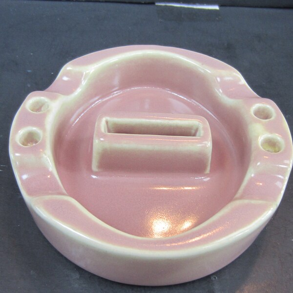 Rare Vintage Thomas Maddock's of Trenton NJ ** Vitreous China Ashtray** 1920's** Durock China**Mauve Slip Glaze