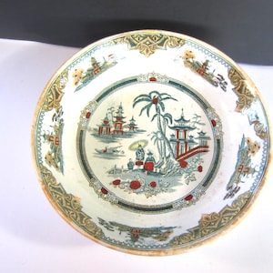 PETRUS REGOUT Pottery 1890  Large Bowl** Honc Asian Pattern **Dutch Faience Ceramic* Lovely Vintage Condition** Wonderful Transfer Pattern