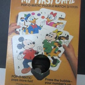 Disney MY FIRST GAME Pop-O-Matic Puzzle Match**  Vintage 1977** Gabriel Industries** Wonderful Condition** All Pieces Included**