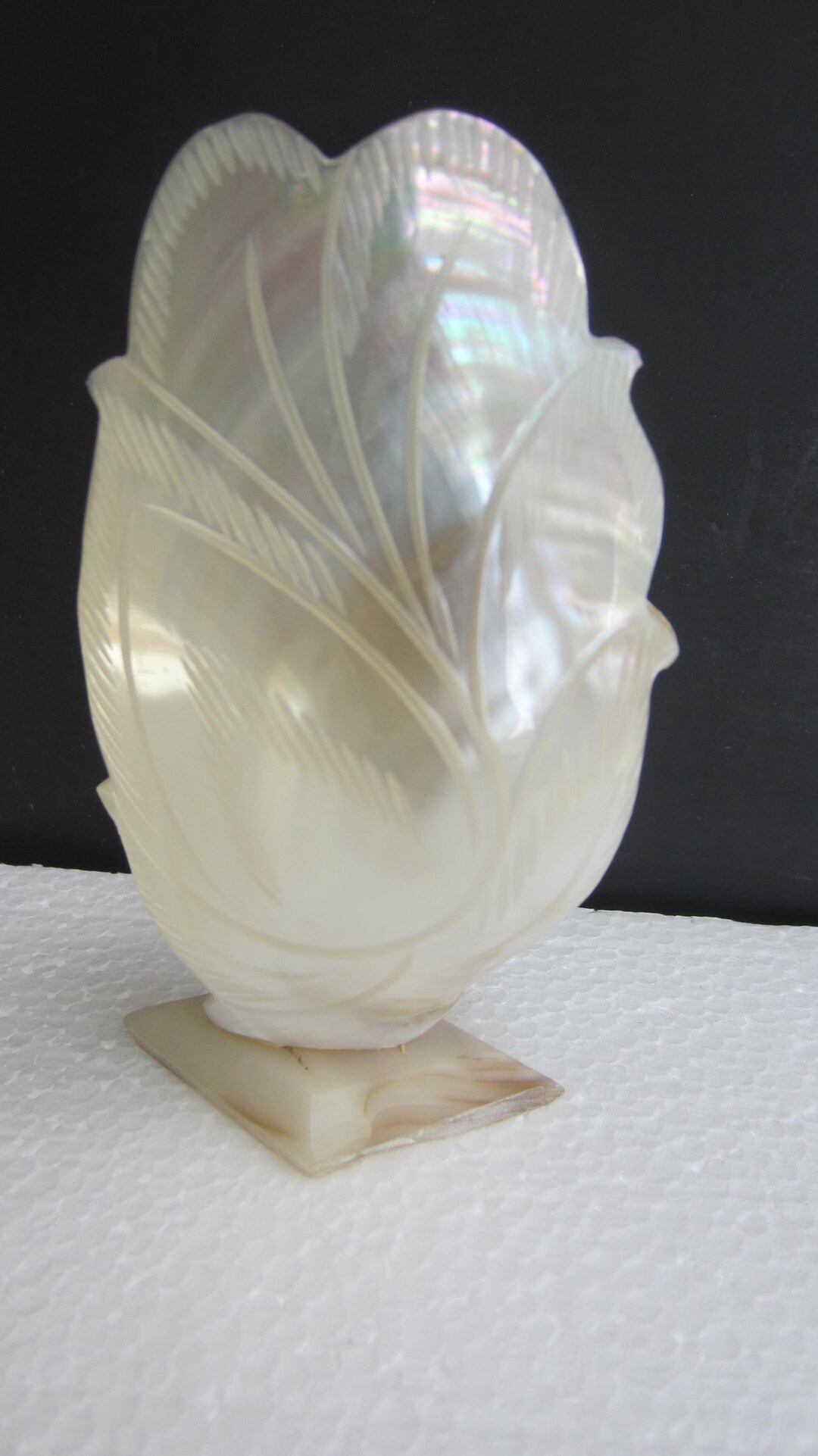 Vintage MOTHER OF PEARL Clam Shell Toothpick, Vase, Pencil Holder ...