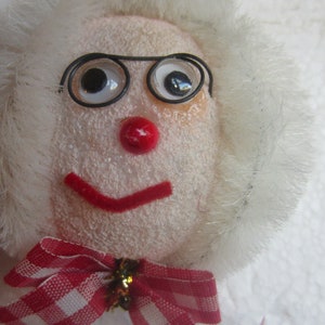 VINTAGE CHENILLE PIPECLEANER Santa , Mrs. Claus and 2 Candy Canes Magnets* Pipe Cleaners and Styrofoam * Christmas Tree Ornaments **1970's bild 3