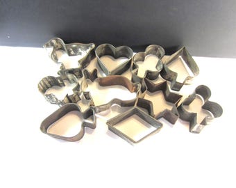 Antique Large Old Rustic Metal Cookie Cutters, Assorted Holiday, Animal, Etc. Cutters * 10 Vintage Metal * Great For Craft Projects