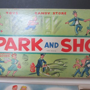 ORIGINAL PARK And SHOP Board Game**1953 Edition**Milton Bradley  , Instructions, Game Board ,Paper Money, Playing Figures**Great Condition