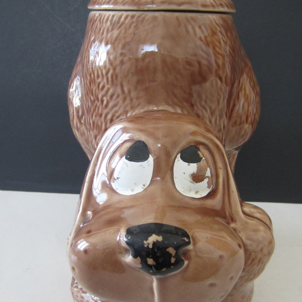 MCCOY THINKING PUPPY Cookie Jar * 1970's  Ceramic  Brown Puppy Dog** Hand Painted Large Cookie Jar* Hound Dog Cookie Jar* Great Condition