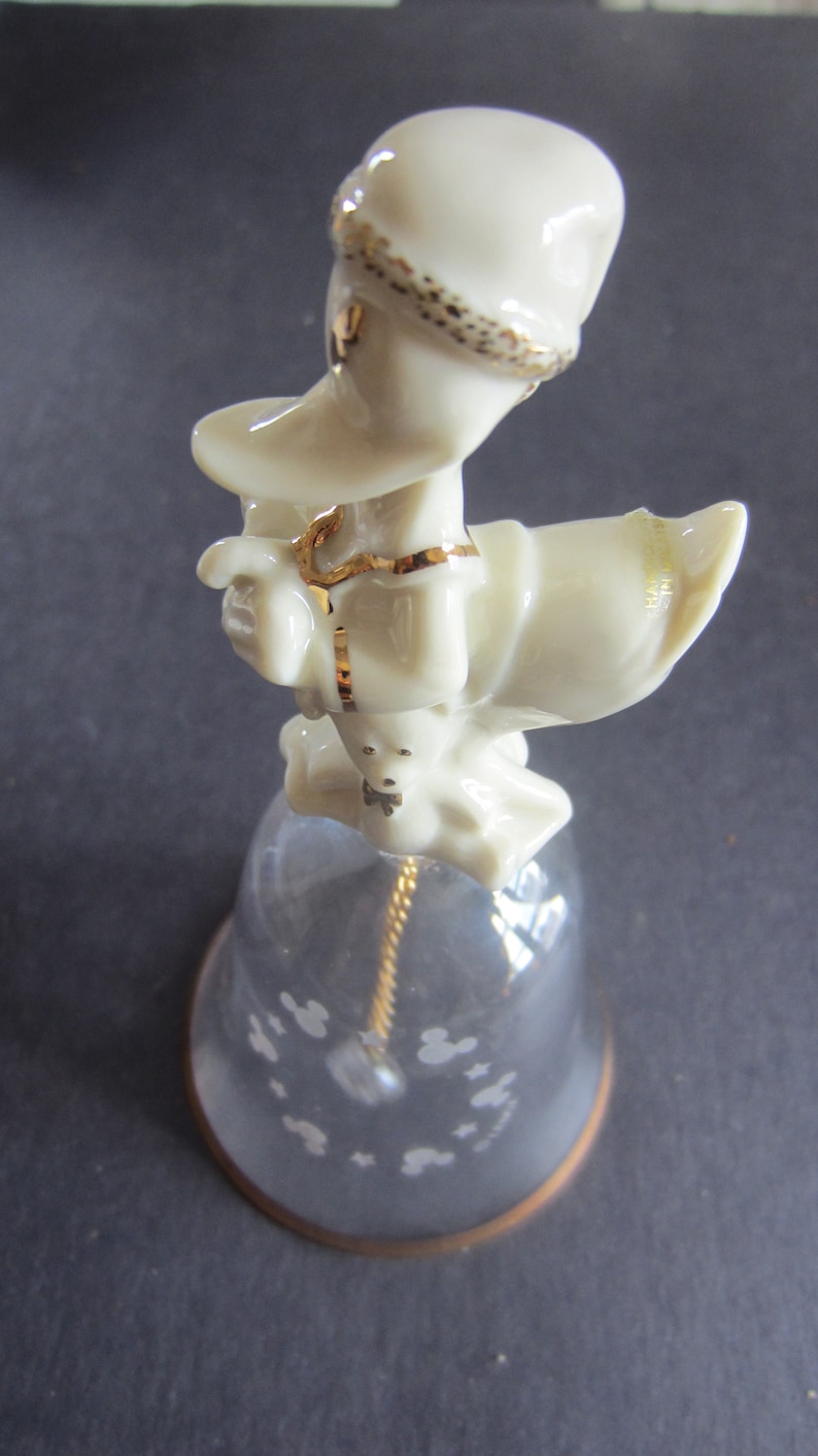 Porcelain And Crystal Bell *** Ivory China *** Gold Trim *** 1998/'s LENOX DONALD DUCK Disney Bell