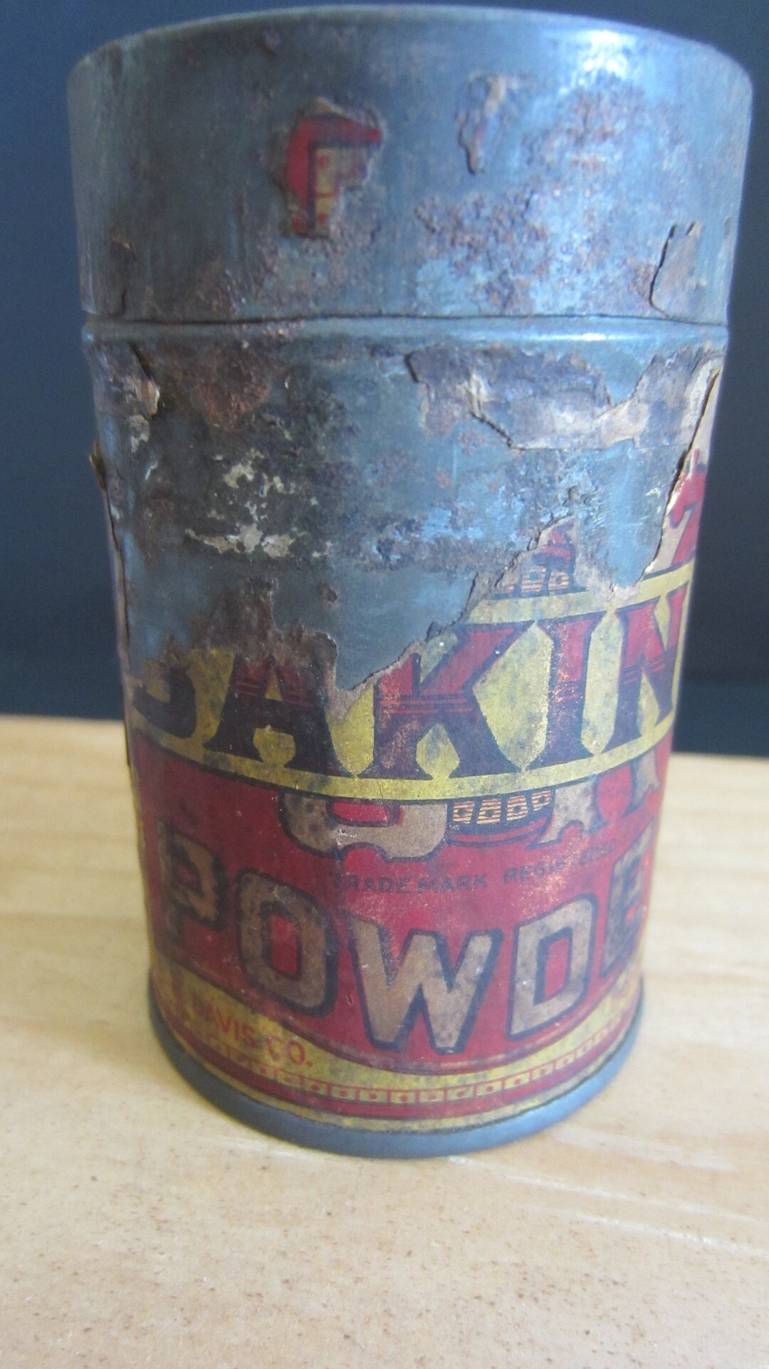 Early Davis Baking Powder Tin With Paper Label 1900's Etsy.de