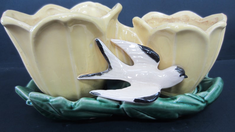 Mccoy Double Tulip With Bird Planter Mccoy 1950's | Etsy