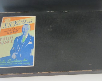 S S Van Dine's PHILO VANCE Detective Board Game**1937 Parker Brothers** Game Board ,Instructions, Cards, Playing Pieces, Good Condition