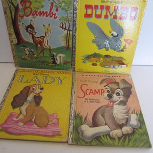 4 GOLDEN BOOKS ,Walt DISNEY Early Edition Books **Vintage Golden Books  1940&#39;s - 1950&#39;s  * Good Used Condition ** Children&#39;s Story Books**