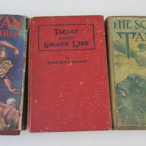 3 Vintage BURROUGHS BOOKS** Early 1900&#39;s** Vintage Books by Edgard Rice Burroughs** Grosset & Dunlap Pub.** Poor Condition** Buying  3 books