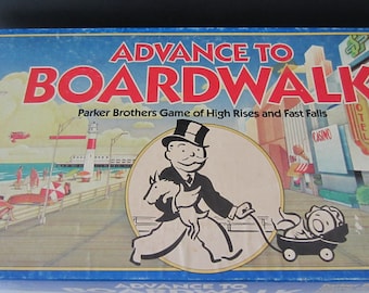 1985 ADVANCE TO BOARDWALK  Board Game** Parker Brothers**  ** Instructions, Game Board , Dice , Houses, Cards**Great Condition