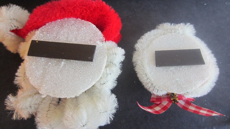 VINTAGE CHENILLE PIPECLEANER Santa , Mrs. Claus and 2 Candy Canes Magnets* Pipe Cleaners and Styrofoam * Christmas Tree Ornaments **1970's bild 5