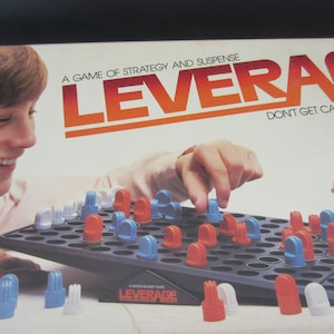 LEVERAGE STRATEGY GAME**1982 Milton Bradley  , Instructions, Game Board , Playing Pieces**Great Condition