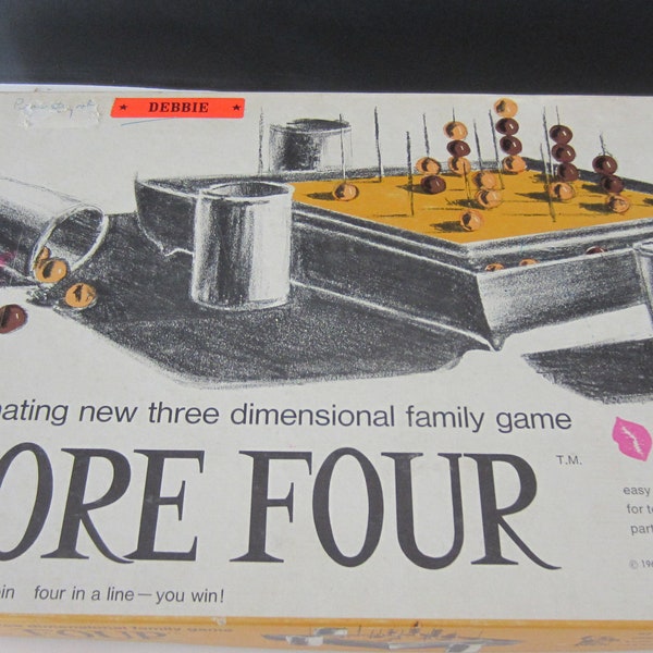 1967 SCORE FOUR STRATEGY Game* 3D Game*Funtastic Inc. Va. , Instructions, Game Base , Metal Posts, Wood Beads**Great Condition