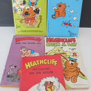 5 Vintage HEATHCLIFF Paperback Books** Paperbacks 1980's * Vintage Comic Books**All in Good Condition*  You Are Buying All Five Books