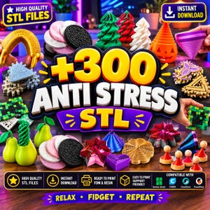 3D Print Fidget Toys, 300+ Anti Stress STL & 3MF Files, Fidget Toy Bundle, Sensory Toys, Desk Fidgets, Instant Download