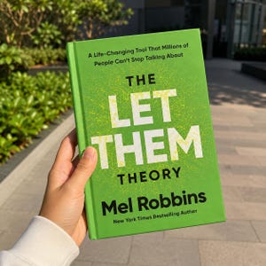 May include: A bright green hardcover book titled The Let Them Theory by Mel Robbins. The cover features white text that reads A Life-Changing Tool That Millions of People Can't Stop Talking About, THE LET THEM THEORY, and New York Times Bestselling Author.