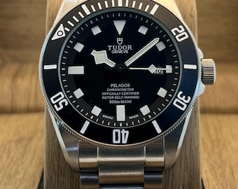 Men's Refurbished Tudor Pelagos Automatic Date Black Dial Rotating Bezel Working Condition Vintage Wristwatch