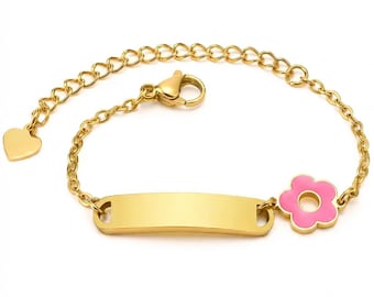 Bracciale Personalizzato Bambina Nome Inciso, Braccialetto Neonata Battesimo, Regalo Nascita , Charm , Idea Regalo