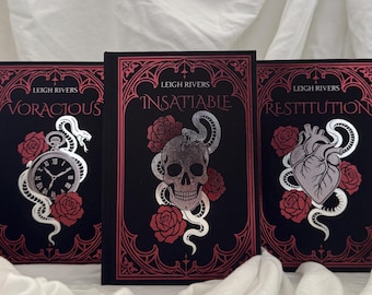 Edge of Darkness Trilogy Series Special Edition Rebind | Sprayed Edges | Insatiable, Voracious, Restitution by Leigh Rivers | Handmade