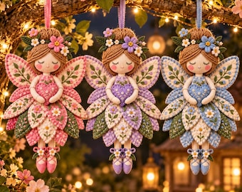 Quilted Fairy Doll Sewing Pattern, Fabric Fairy Ornament PDF, Fairy Applique Doll Pattern, DIY Hanging Fairy, Intermediate Sewing