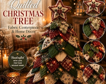 Quilted Christmas Tree Pattern | Fabric Tabletop Christmas Tree PDF | Patchwork Christmas Tree | Farmhouse Holiday Decor