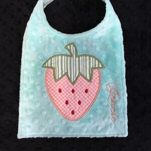Strawberry Bib/strawberry/girls strawberry bib/baby shower gift/girls baby shower gift/newborn bib/toddler bib/summer bib