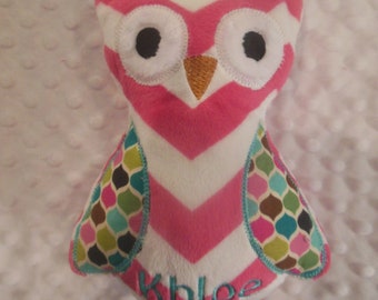 OWL/OWL TOYHot Pink Chevron Owl/owl/stuffed owl/stuffed toy/personalized toy/personalized owl toy/personalized baby toy/baby toy/newborn toy