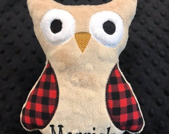 OWL/OWL TOY/Buffalo Plaid Owl ToyBuffalo plaid toy/minky owl/newborn toy/monogrammed toy/personalized toy/personalized owl/baby minky toy