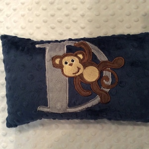 Monkey Pillow/monkey/baby monkey/monkey baby/jungle nursery/jungle/initial pillow/monkey initial pillow/travel pillow/minky pillow