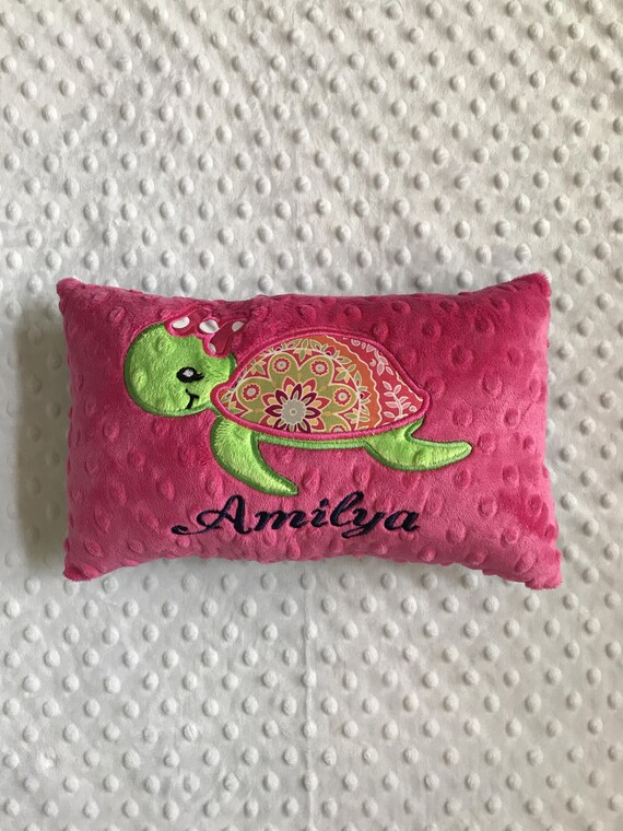 Sea Turtle Pillow/Hot Pink Turtle Pillow/Turtle Pillow/minky pillow/travel pillow/shopping cart pillow/newborn pillow/monogrammed pillow